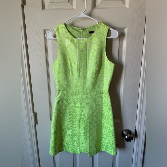 Tibi Lennox Jacquard Metallic Dress Neon Green - Picture 1 of 7